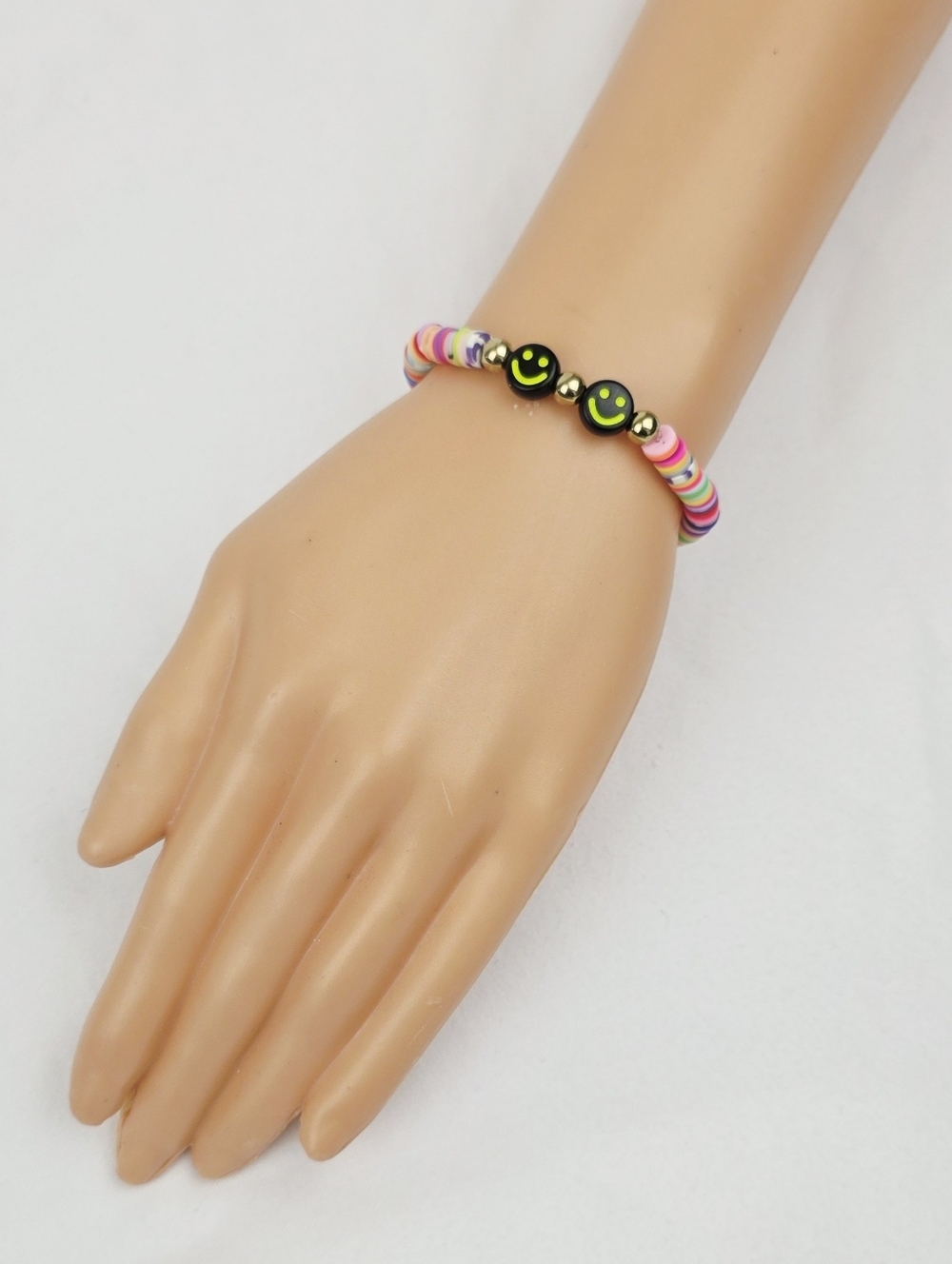 3 FOR $15 🧡 Handmade Clay Bead Multi Color Smiley Face  Bracelet